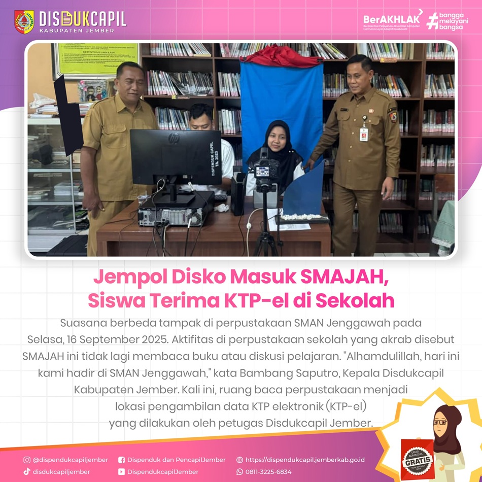 Jempol Disko Masuk SMAJAH, Siswa Terima KTP-el di Sekolah